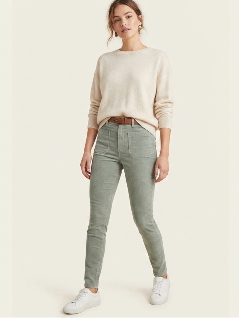 Pilcro and the Letterpress Skinny Jeans in Sage